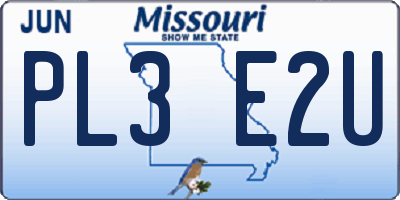 MO license plate PL3E2U