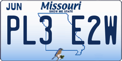 MO license plate PL3E2W