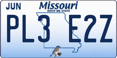 MO license plate PL3E2Z