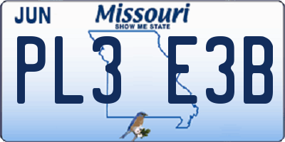 MO license plate PL3E3B
