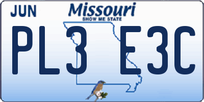 MO license plate PL3E3C