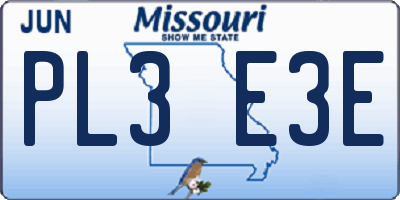 MO license plate PL3E3E