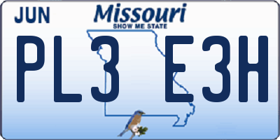MO license plate PL3E3H
