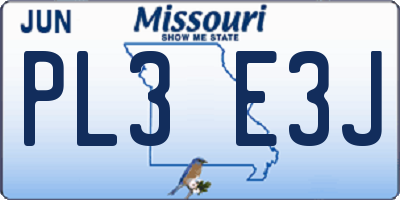 MO license plate PL3E3J
