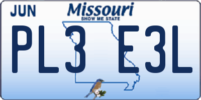 MO license plate PL3E3L