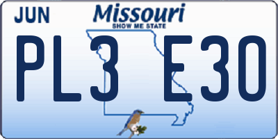 MO license plate PL3E3O