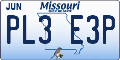 MO license plate PL3E3P