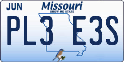 MO license plate PL3E3S