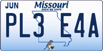 MO license plate PL3E4A
