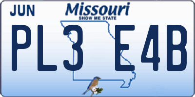 MO license plate PL3E4B