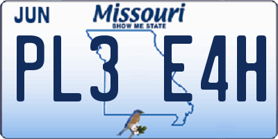MO license plate PL3E4H