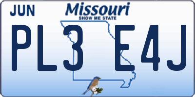 MO license plate PL3E4J