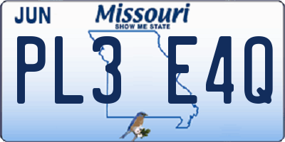 MO license plate PL3E4Q