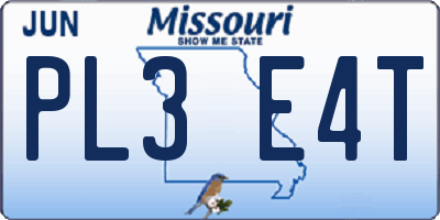 MO license plate PL3E4T