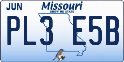 MO license plate PL3E5B