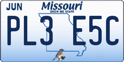 MO license plate PL3E5C