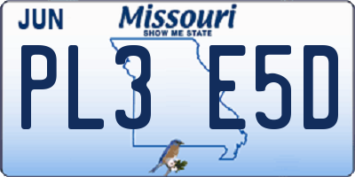 MO license plate PL3E5D