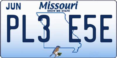 MO license plate PL3E5E