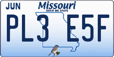 MO license plate PL3E5F