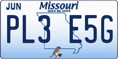 MO license plate PL3E5G
