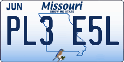 MO license plate PL3E5L
