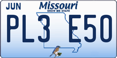 MO license plate PL3E5O