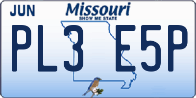 MO license plate PL3E5P