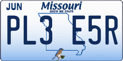 MO license plate PL3E5R