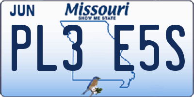 MO license plate PL3E5S