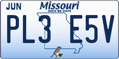 MO license plate PL3E5V
