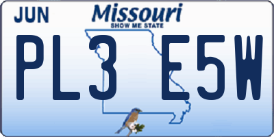 MO license plate PL3E5W
