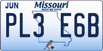 MO license plate PL3E6B