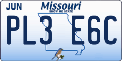 MO license plate PL3E6C