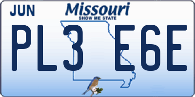 MO license plate PL3E6E
