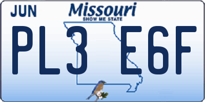 MO license plate PL3E6F