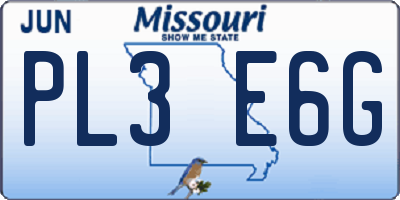 MO license plate PL3E6G