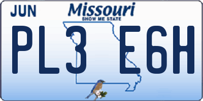 MO license plate PL3E6H