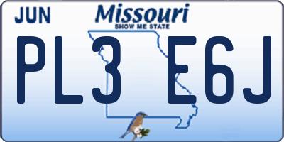 MO license plate PL3E6J