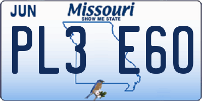 MO license plate PL3E6O