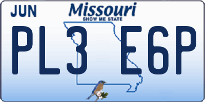MO license plate PL3E6P