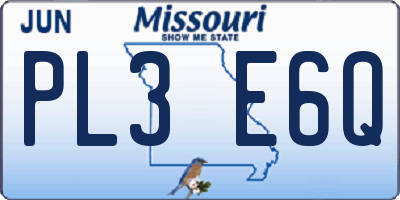 MO license plate PL3E6Q