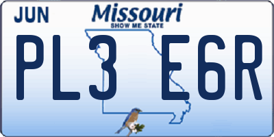 MO license plate PL3E6R