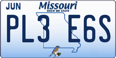 MO license plate PL3E6S