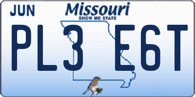 MO license plate PL3E6T