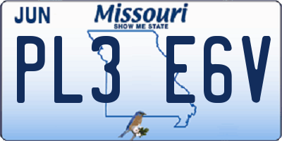 MO license plate PL3E6V