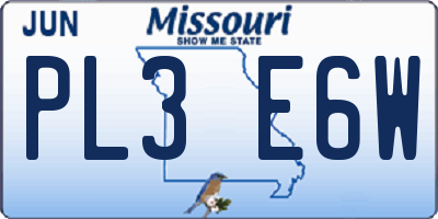 MO license plate PL3E6W