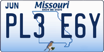 MO license plate PL3E6Y