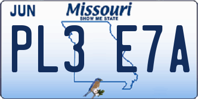MO license plate PL3E7A