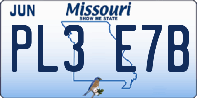 MO license plate PL3E7B