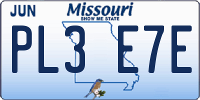 MO license plate PL3E7E